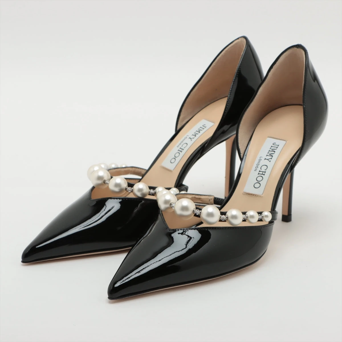 ジミーチュウ パテントレザー×ファブリック パンプス 36 2/1