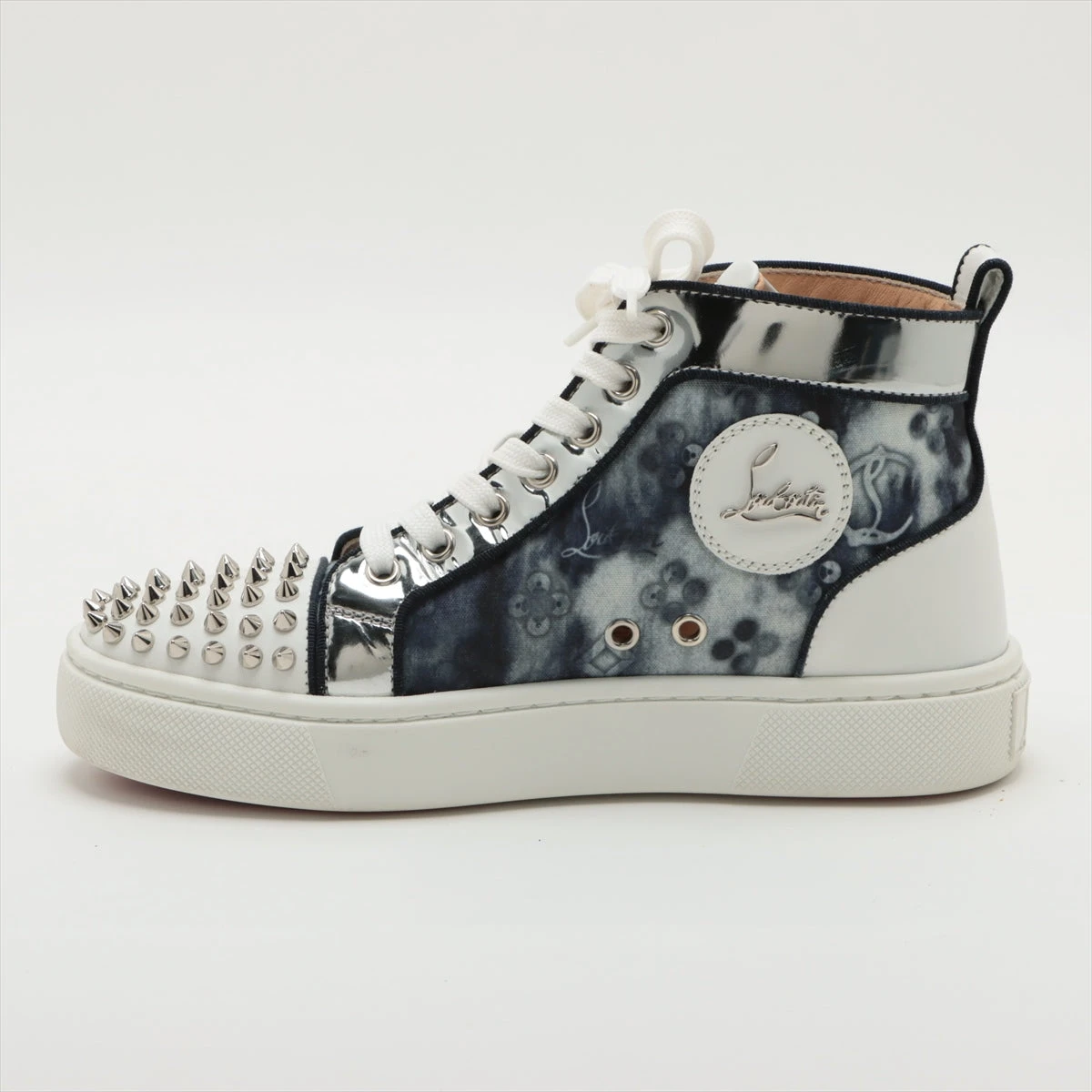 クリスチャンルブタン スパイクスタッズ デニム×レザー ハイカット