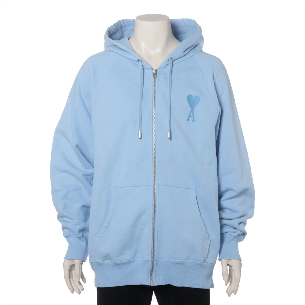 未使用級 アミ アレクサンドルマテュッシ ジップアップパーカー Ami De Coeur ジップパーカー ブラック | AMI PARIS