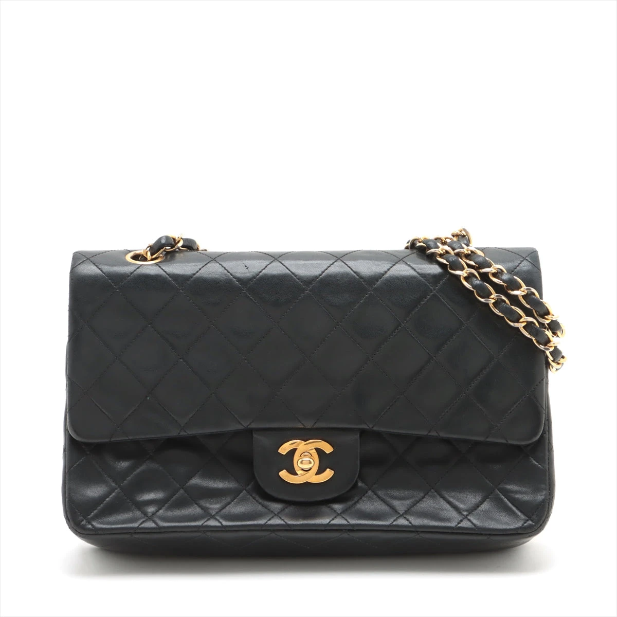 CHANEL マトラッセ ダブルフラップ ラムスキン ブラック ゴールド金具 シャネル マトラッセ25 ラムスキン ダブルフラップ ダブル