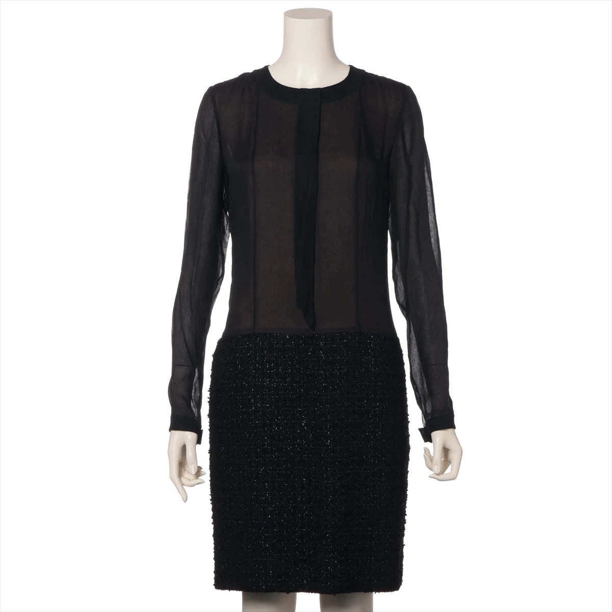 シャネル　黒 ツイードワンピース　34 シャネル 黒 ツイードワンピース 34 【公式通販】