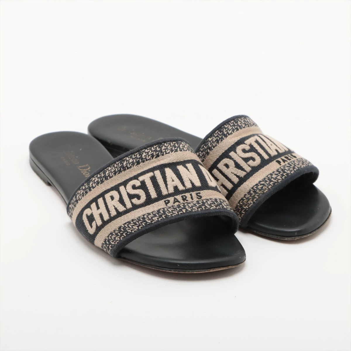 Christian Dior スライドサンダル ブラック/ベージュ ヒール Christian Dior スライドサンダル ブラック/ベージュ ヒール