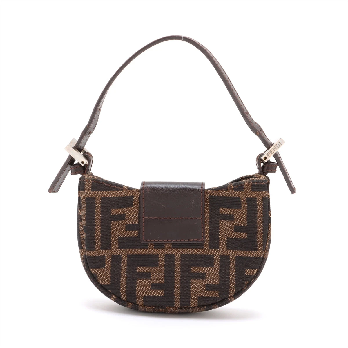 フェンディ ズッカ ミニクロワッサン キャンバス×レザー ハンドバッグ