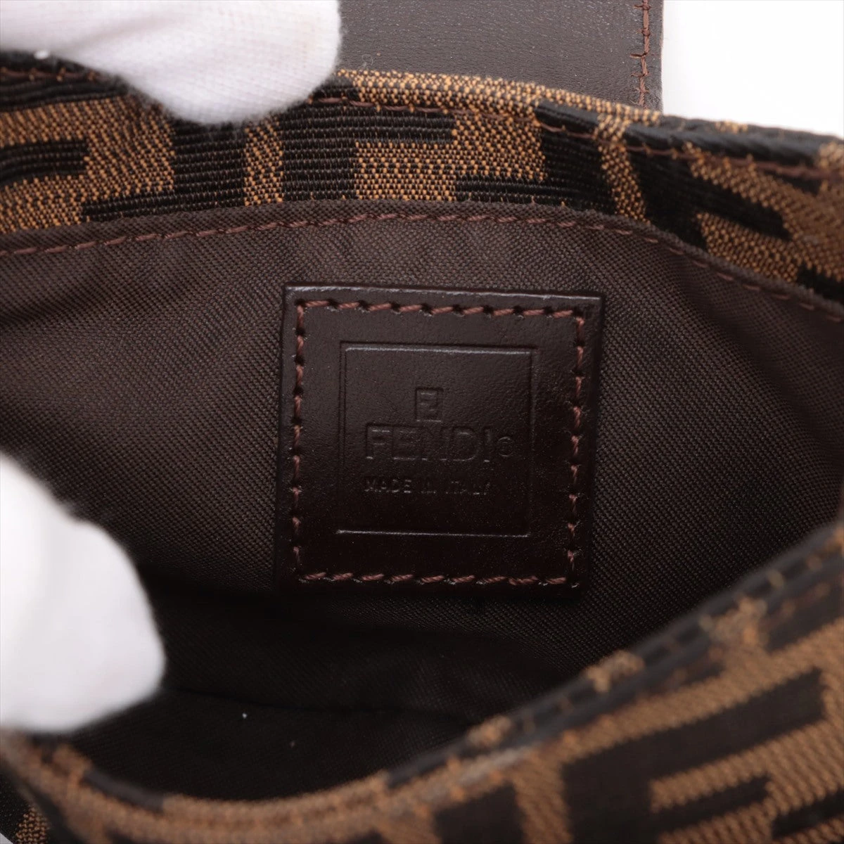 フェンディ ズッカ ミニクロワッサン バニティ ポーチ ブラウン キャンバス FENDI/フェンディ】 ミニクロワッサン ズッカ ポーチ ミニバッグ
