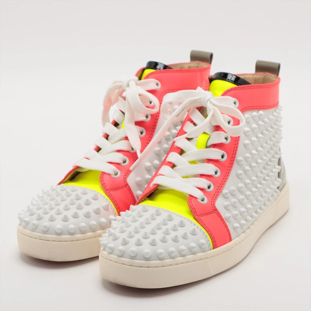 クリスチャンルブタン マルチカラースパイクスタッズレザーハイカット