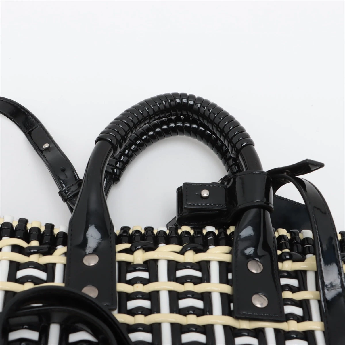 バレンシアガ ビストロバスケットバッグXS パテントレザー 2WAY