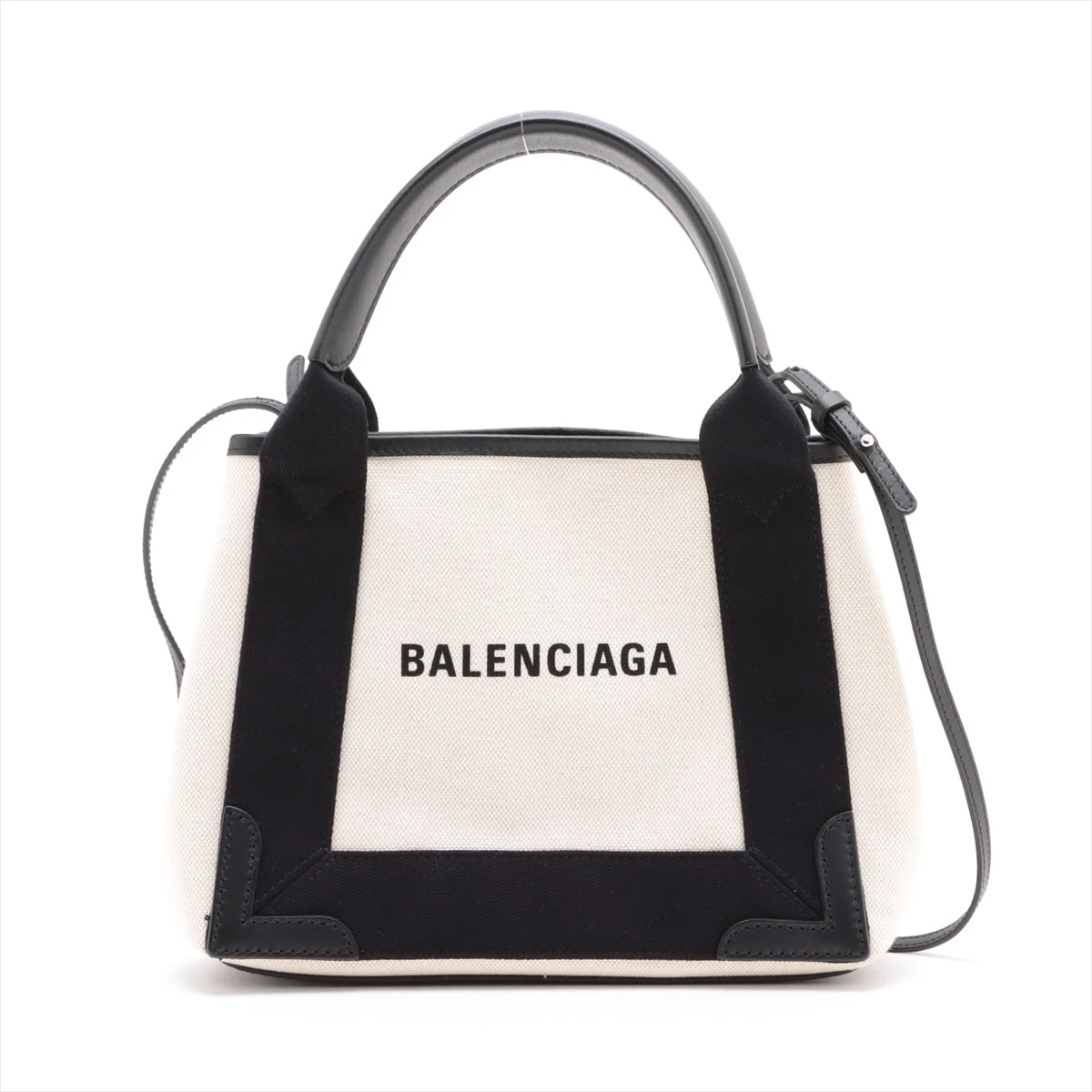 バレンシアガ ネイビーカバス キャンバス×レザー 2WAYハンドバッグ  