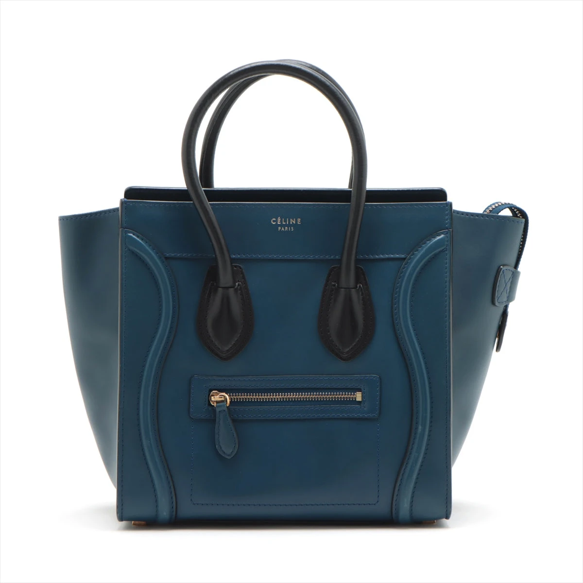 正規品 希少 セリーヌ ラゲージマイクロ ハンドバッグ トート ブルー CELINE ラゲージ マイクロショッパー トートバッグ ブルー ブラック