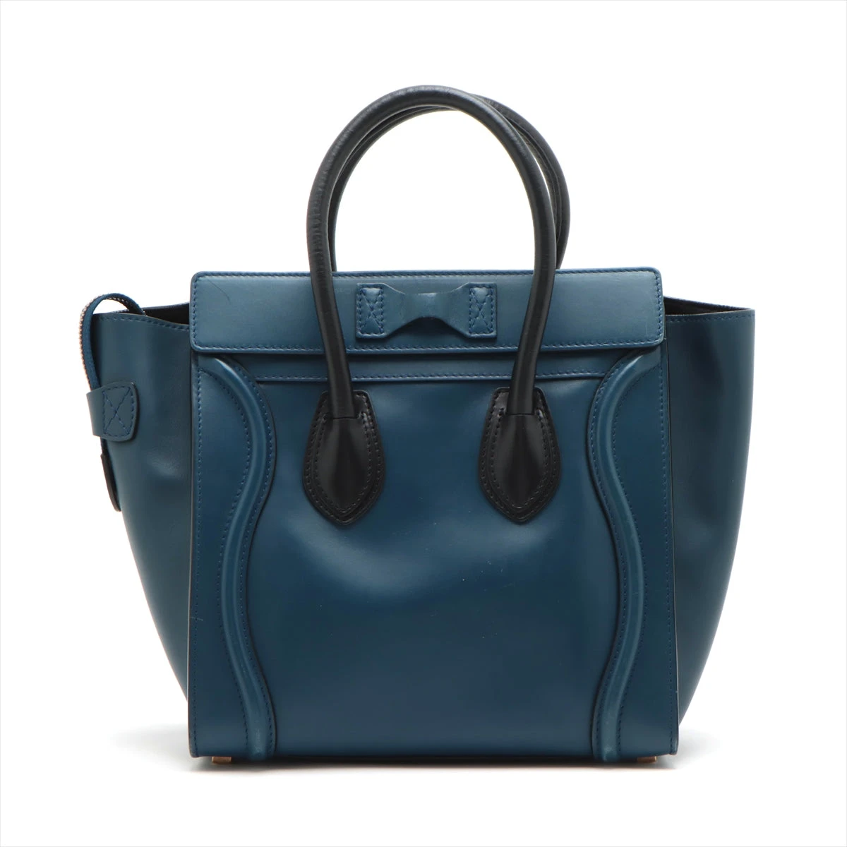 CELINE◇ラゲージ/マイクロショッパーハンドバッグ/レザー/BLU/S