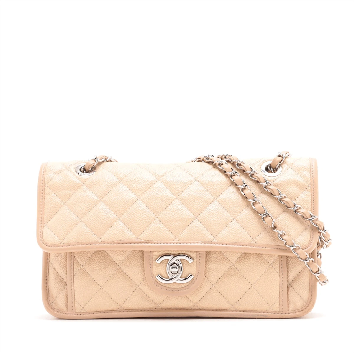 シャネル フレンチリビエラ キャビアスキン シングルフラップ ダブル