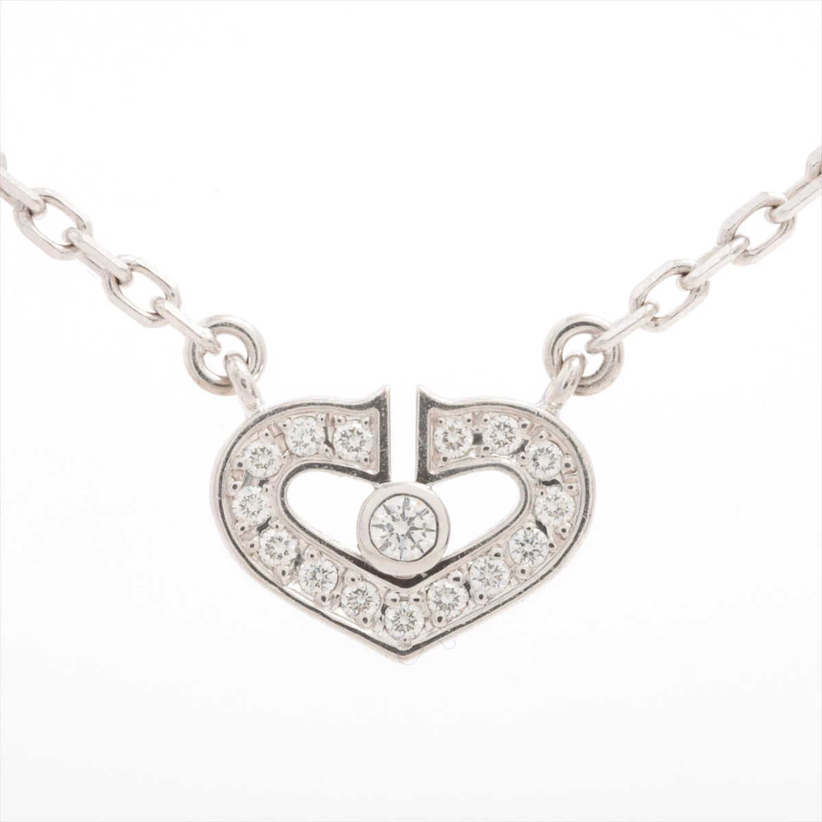 カルティエ Cハート ダイヤモンド ネックレス 750 WG 18金 ホワイトゴールド B7008300 ギャランティ 付属 Cartier パヴェダイヤ K18 カルティエ Cハート ダイヤ K18 PG 750 ネックレス Cartier