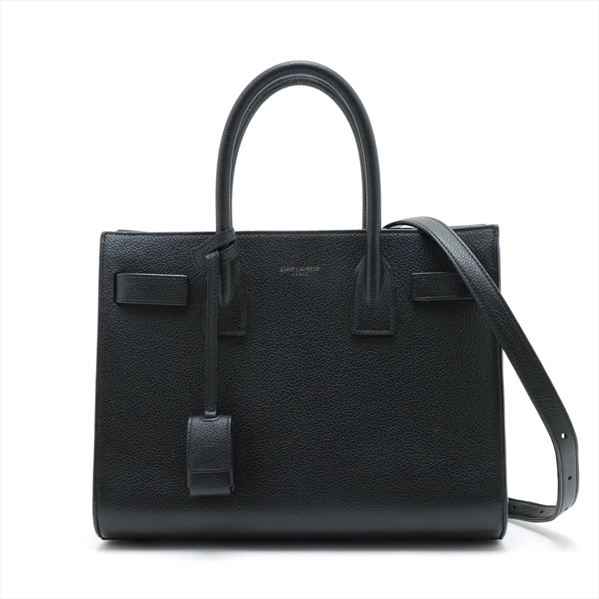 美品　サンローラン　パリ　レザー　2way ハンドバッグ　ブラック サンローランパリ ベイビーサックドジュール レザー 2WAY