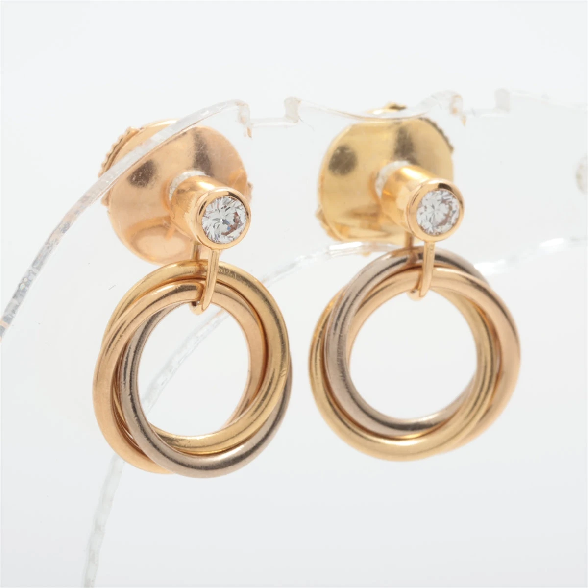 カルティエ トリニティ ダイヤ ピアス 750(YG×PG×WG) 3.2g