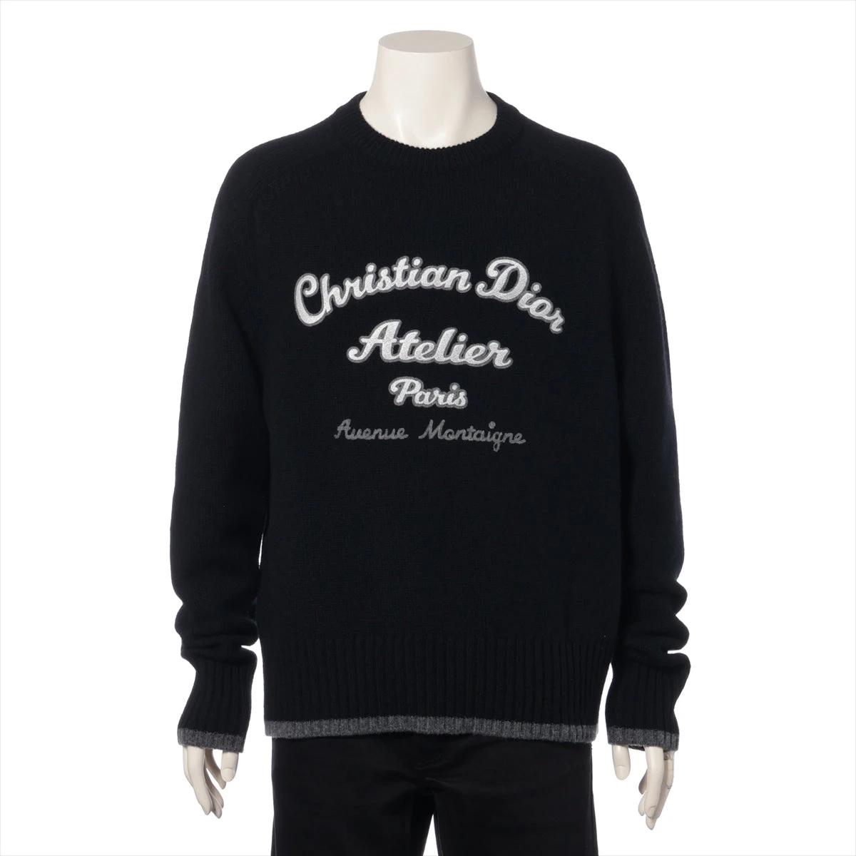 ディオール ウール ニット L メンズ ブラック×グレー 213M640AT298  