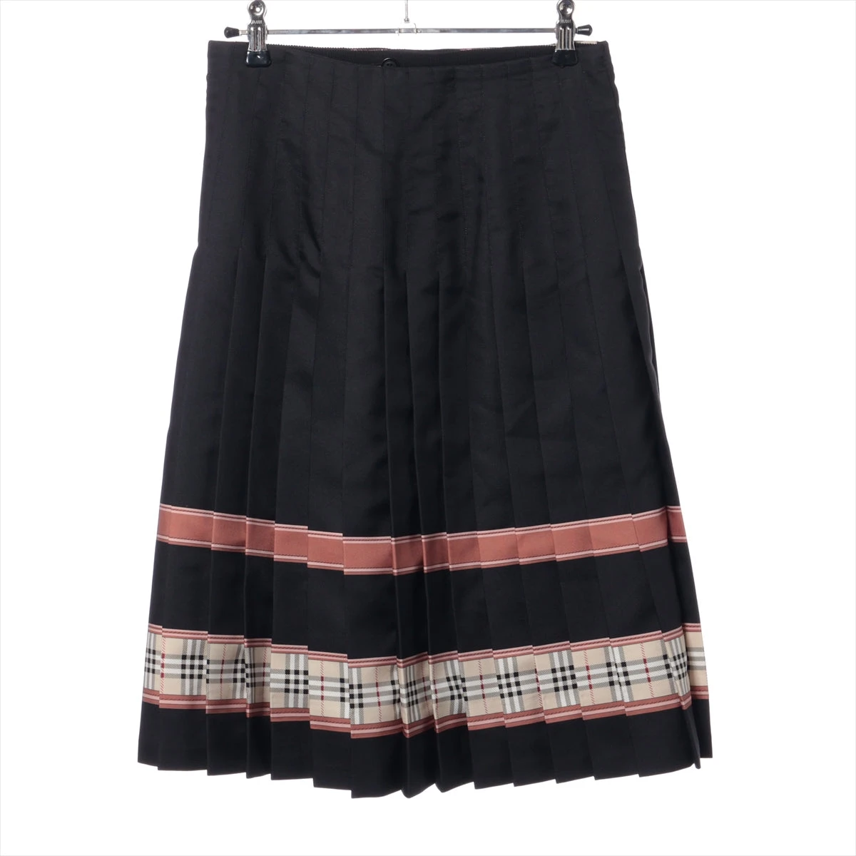 バーバリー ポリエステル スカート IT36 レディース ブラック×ブラウン