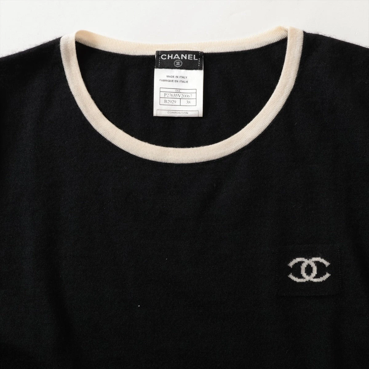 シャネル ココマーク 06C カシミヤ×シルク 半袖ニット 38 レディース