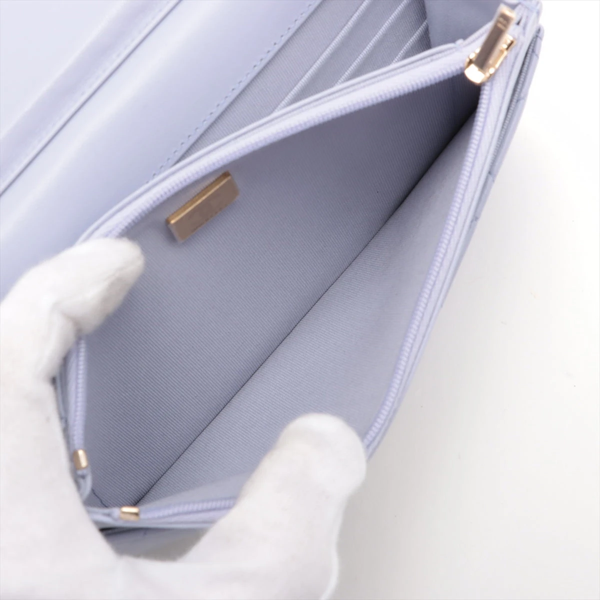 シャネル マトラッセ ラムスキン チェーンウォレット リボン