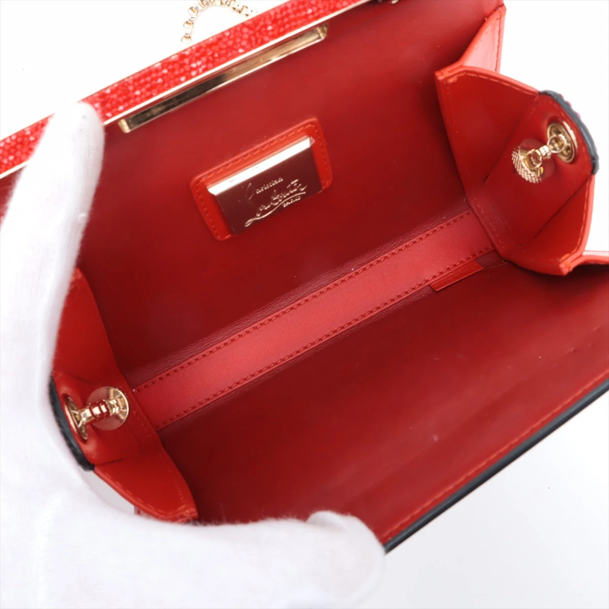 正規品クリスチャンルブタン スタッズ装飾 チェーン 本革レザーショルダーバッグ Christian Louboutin】クリスチャンルブタン『スタッズ付 チェーン