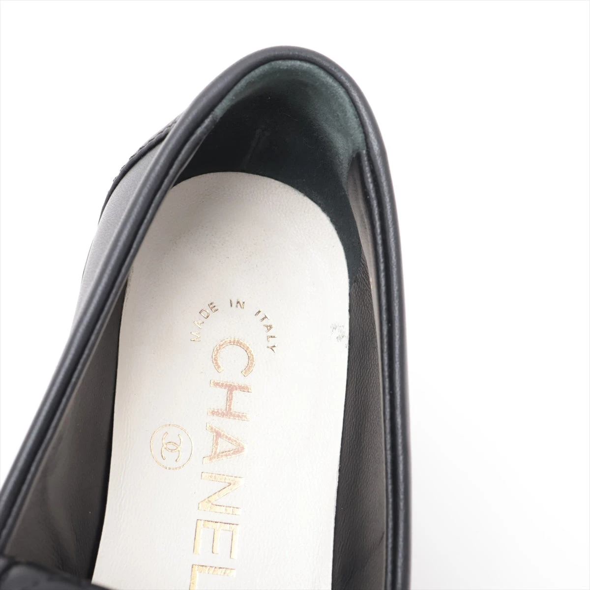 裏張りしていますCHANEL ブラックレザー ローファー シャネル ココマーク ターンロック レザー ローファー 36.5C