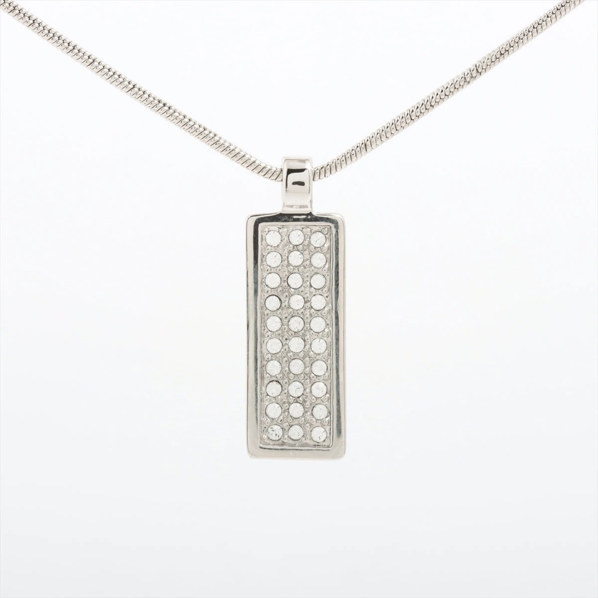 クリスチャンディオール トロッター ロゴ クリアラインストーン ネックレス 石 Christian Dior LOGO CLEAR STONE HEART DESIGN NECKLACE