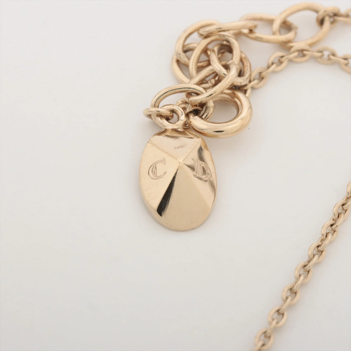 クリスチャンディオール CDロゴ ネックレス GP×ラインストーン