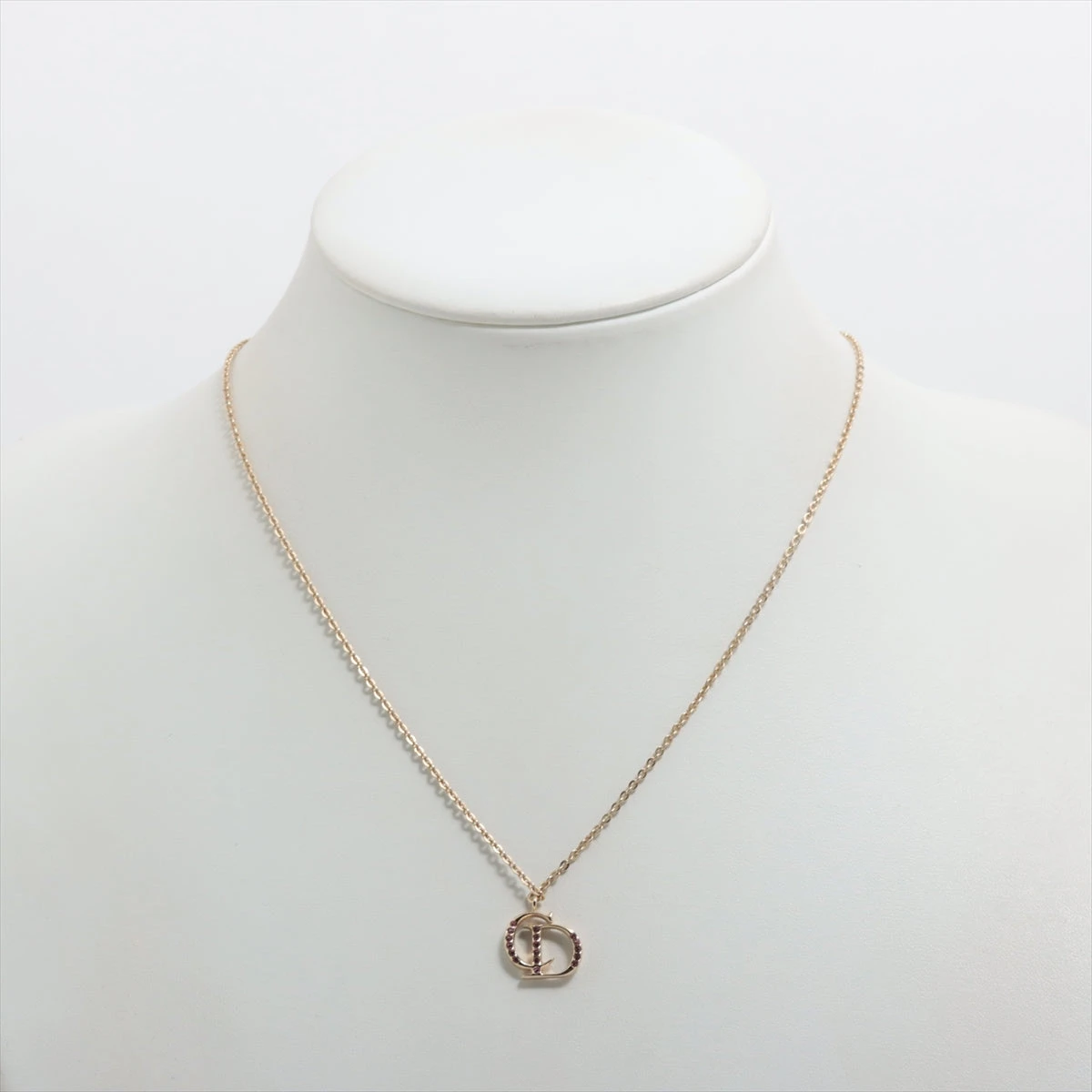 クリスチャンディオール CDロゴ ネックレス GP×ラインストーン