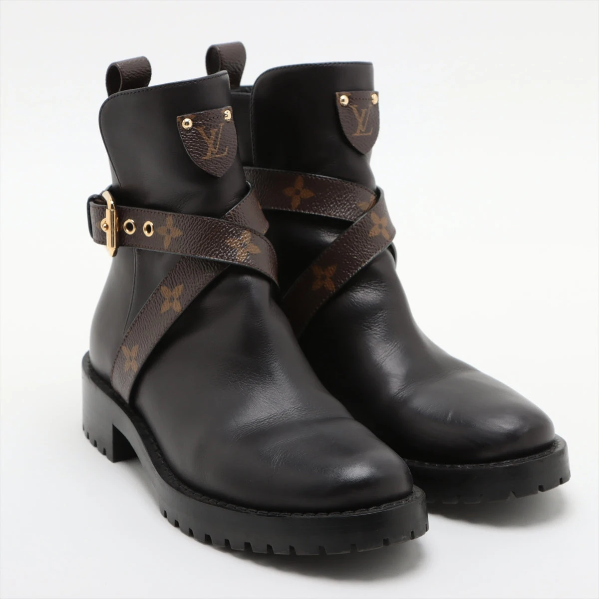 ヴィトン ディスカバリーライン 21年 PVC×レザー ショートブーツ 35 1