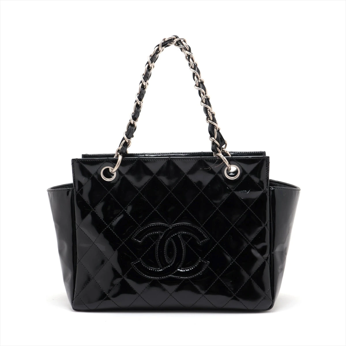 シャネル ハンドバッグ チェーン パテント ココマーク ブラック トート