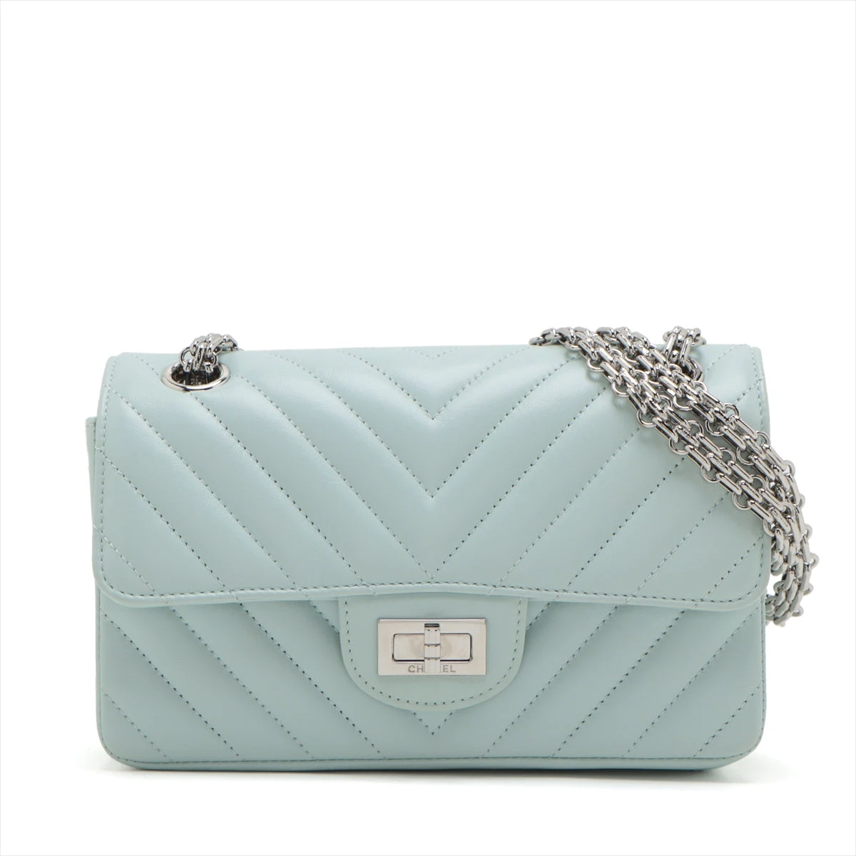 シャネル Vステッチ レザー シングルフラップ ダブルチェーンバッグ