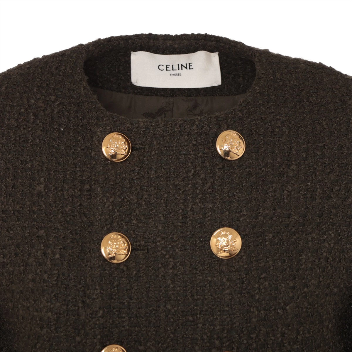 セリーヌ エディ期 コットン×ウール ジャケット 34 レディース カーキ