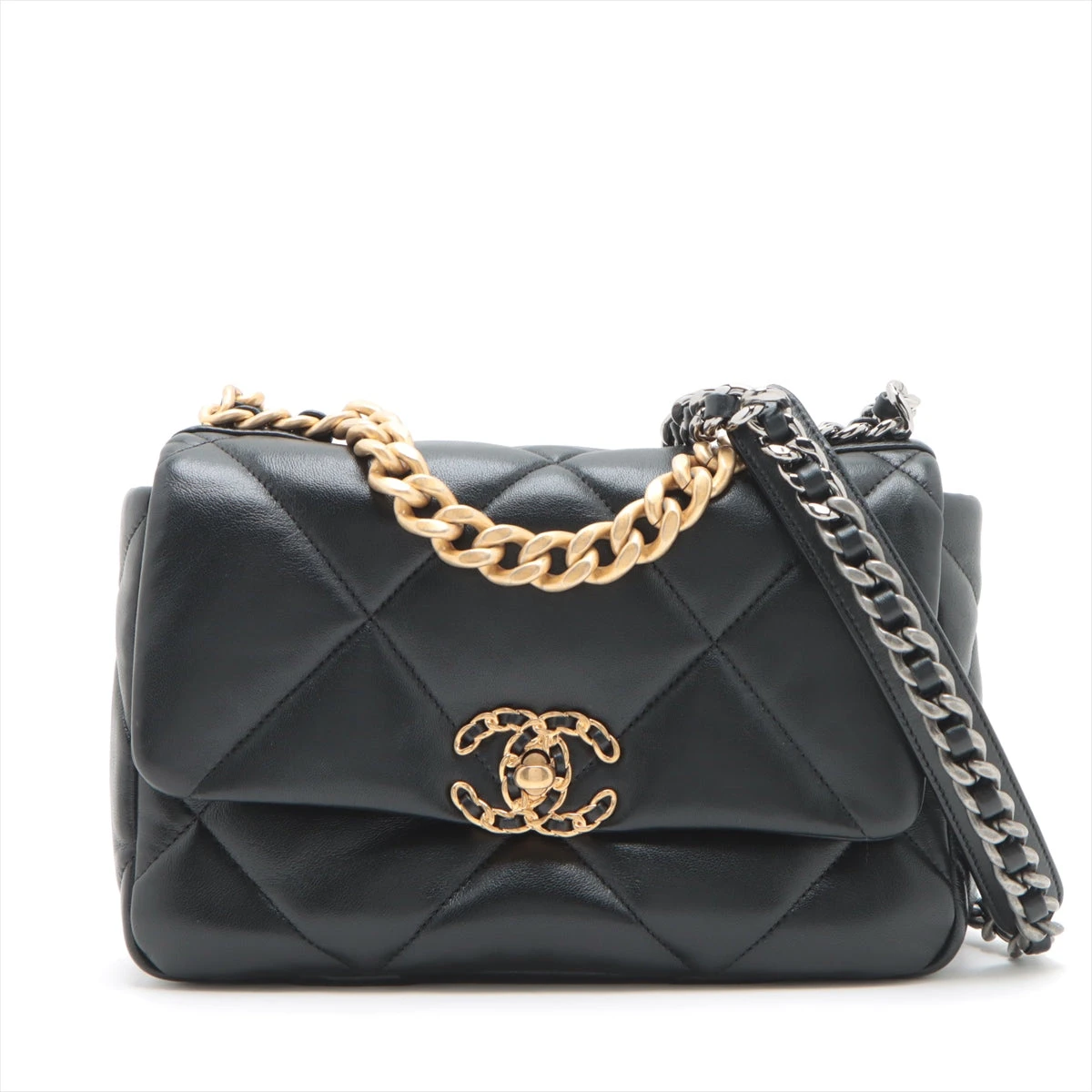 CHANEL シャネル ココマーク シャネル19 チェーンショルダーバッグ ハンドバッグ ブラック ラムスキン ブラック AS1160 シルバー金具 シャネル シャネル19 ラムスキン チェーンショルダーバッグ ブラック