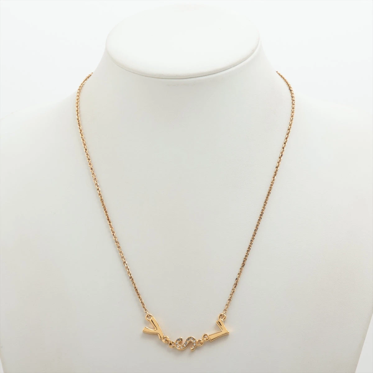 イヴサンローラン YSLロゴ ネックレス GP×ラインストーン
