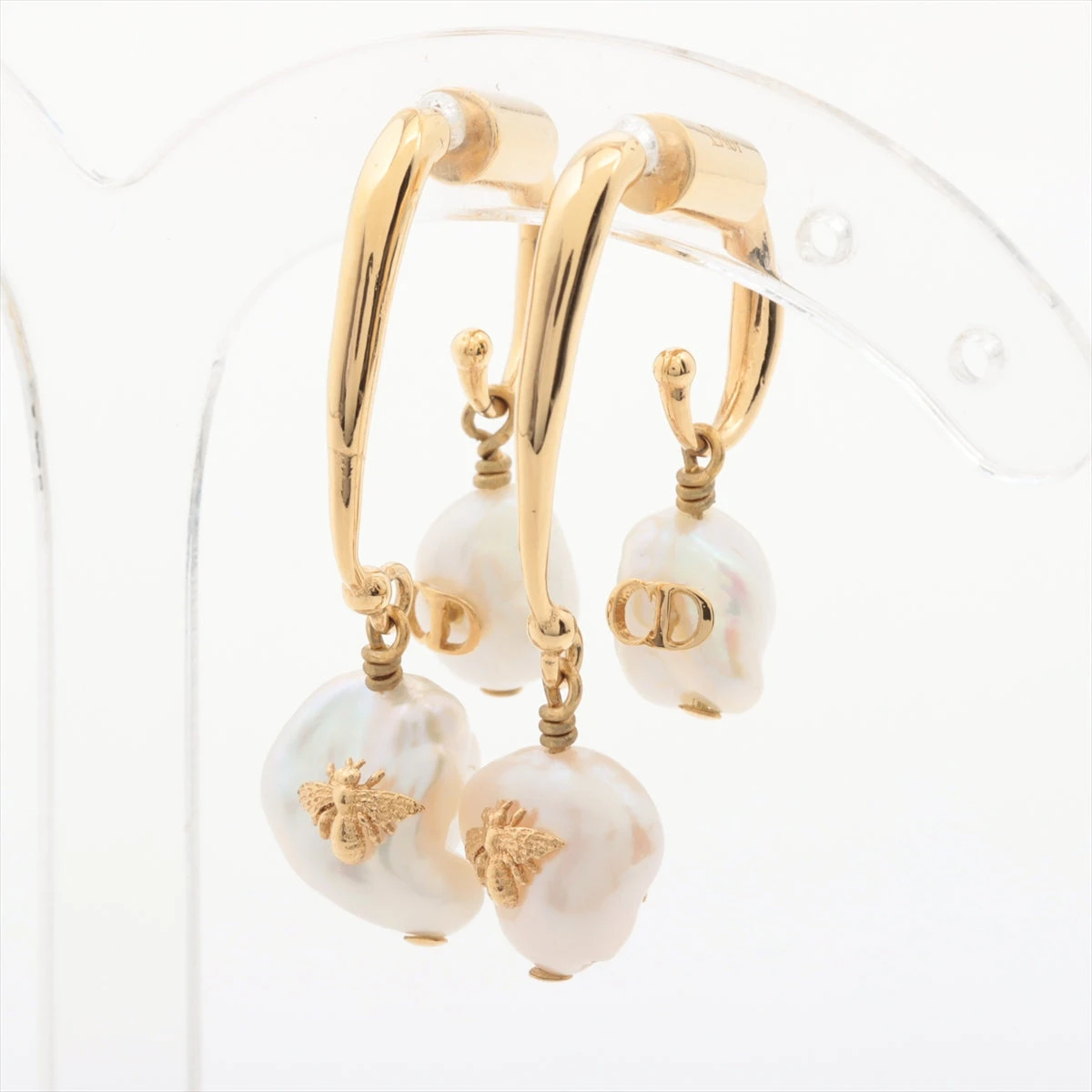 ディオール CDロゴ 蜂 ピアス(両耳用) GP×フェイクパール