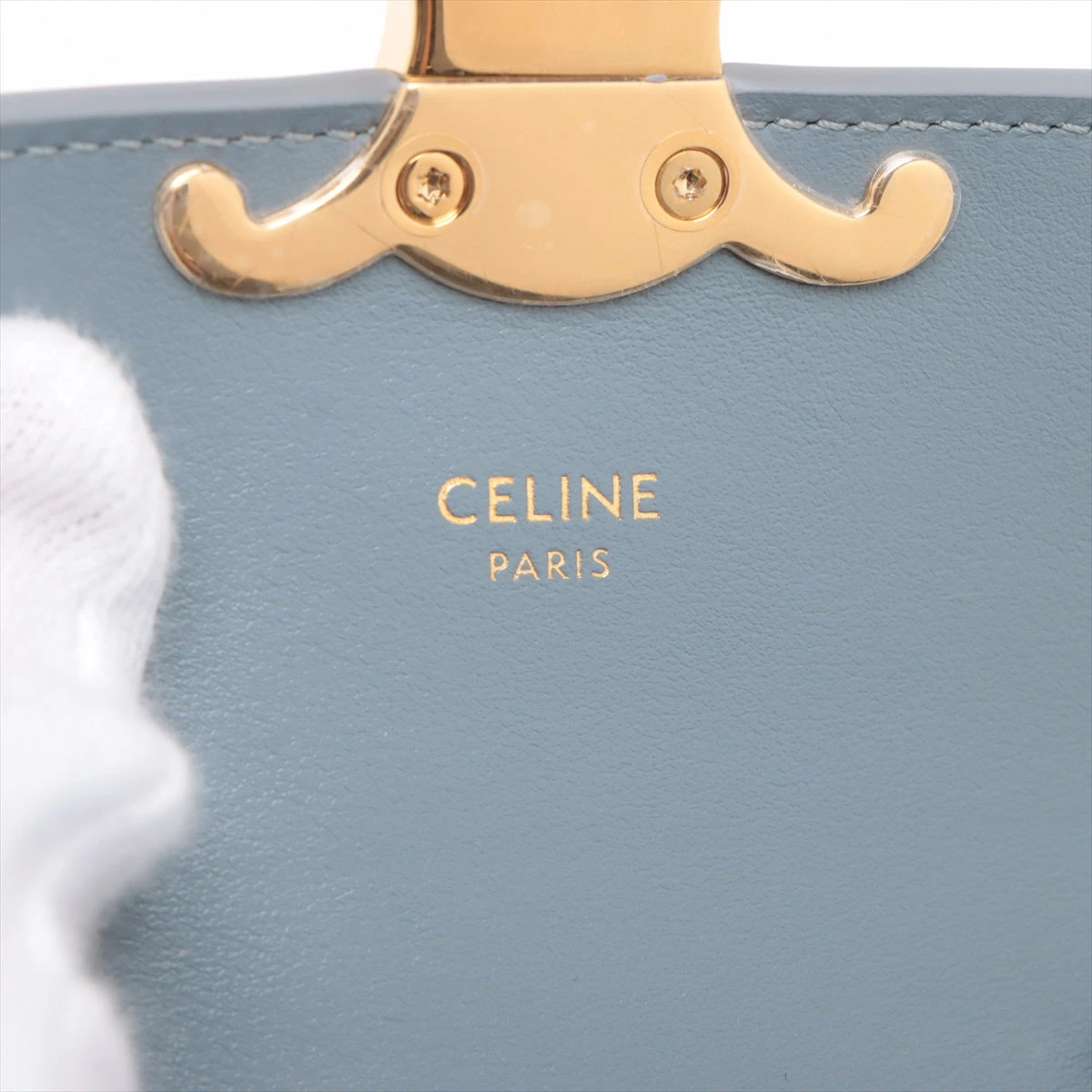 セリーヌ CELINE ミニ ブザス キュイル トリオンフ ショルダーバッグ レザー ブルー 新品同様 CELINE（セリーヌ） 新品同様 ミニ ブザス キュイル トリオンフ