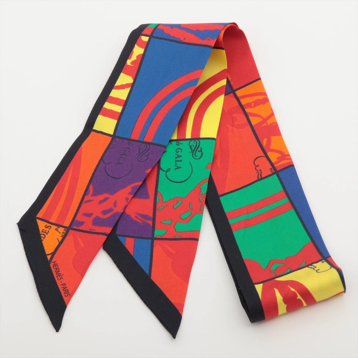 中古】エルメス ツイリー Rocabar ロカバール スカーフ シルク レッド  