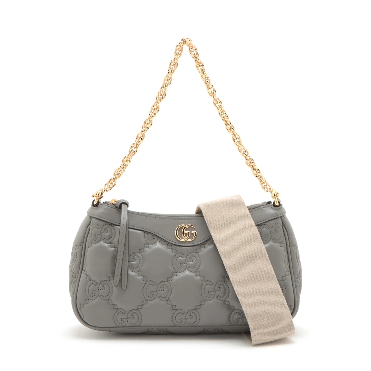 グッチ GGマトラッセ レザー 2WAYショルダーバッグ グレー 735049  