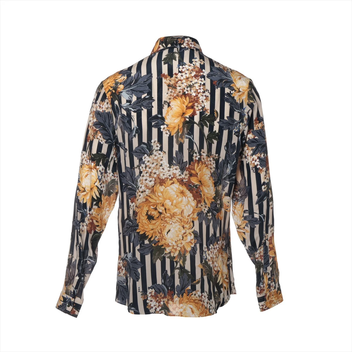 グッチ シルク シャツ 40 メンズ マルチカラー 718887 菊柄 ボウタイ