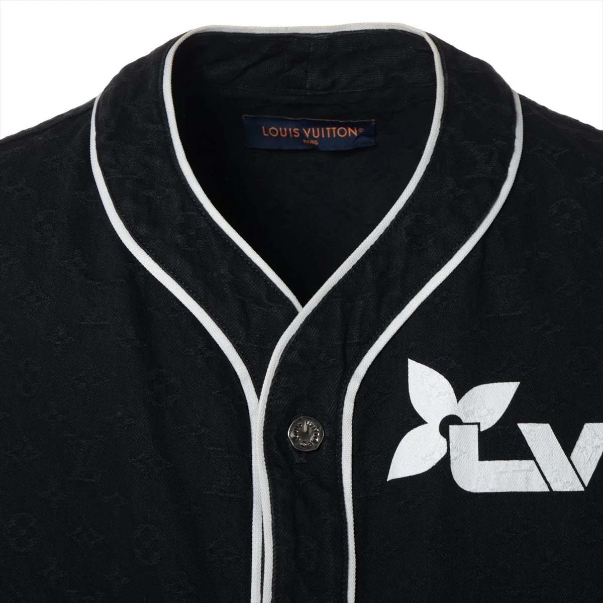 ルイヴィトン モノグラム ベースボールシャツ デニム 23年 黒 XL サイズ Louis Vuitton ルイヴィトン モノグラム ベースボールシャツ S