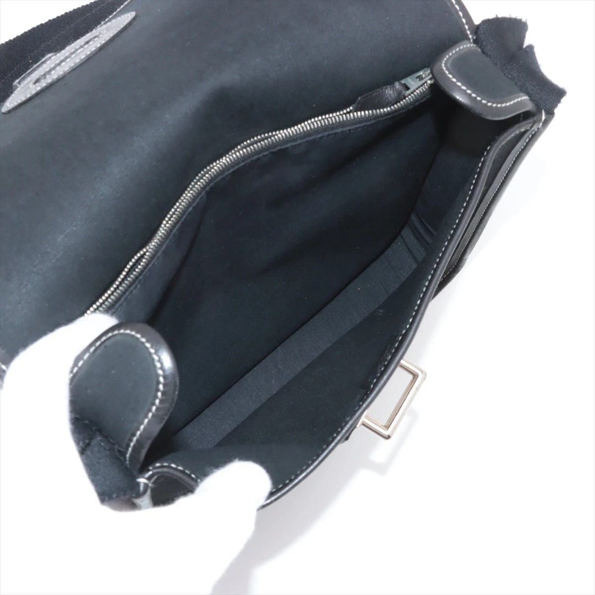 エルメス ブエナベンチュラPM トワルオフィシエ×カーフレザー ブラック