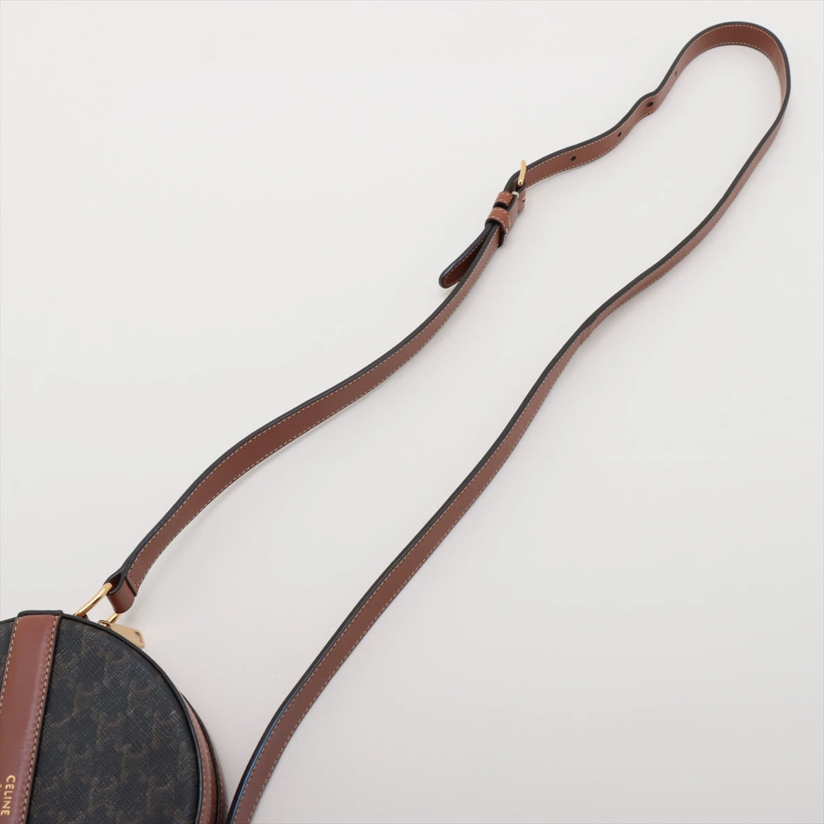 セリーヌ トリオンフ ラウンドパース PVC×レザー ショルダーバッグ ブラウン セリーヌ トリオンフ ラウンドパース PVC×レザー ショルダーバッグ