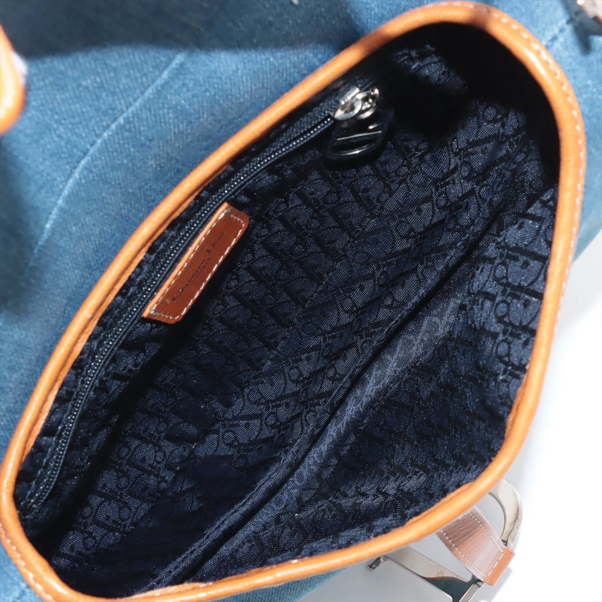 クリスチャンディオール サドルバッグ デニム×刺繍 ハンドバッグ