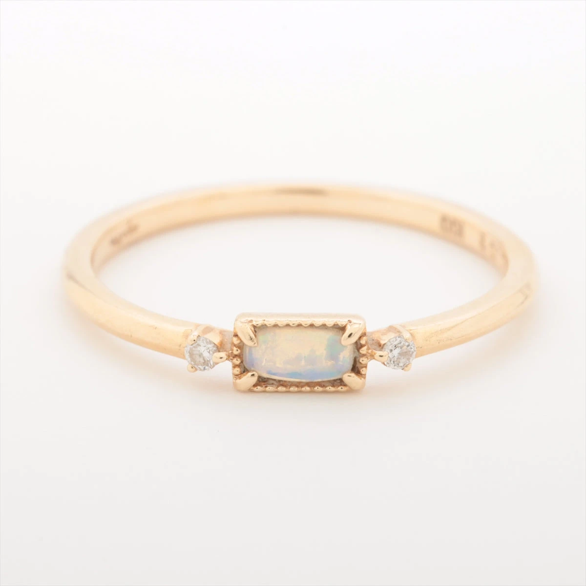 アガット オパール ダイヤ リング K10(YG) 0.9g 0.02 A3014506｜中古