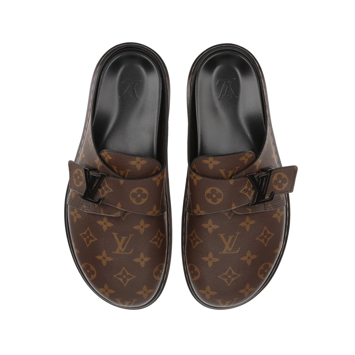 LOUIS VUITTON ブラウン レザーミュール　モノグラム　36 1/2 LOUIS VUITTON ブラウン レザーミュールモノグラム36 1/2