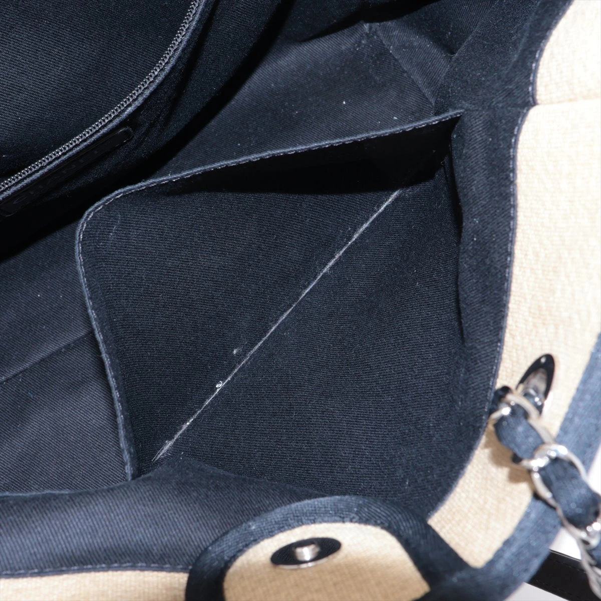 シャネル ドーヴィルMM キャンバス チェーントートバッグ ブラック