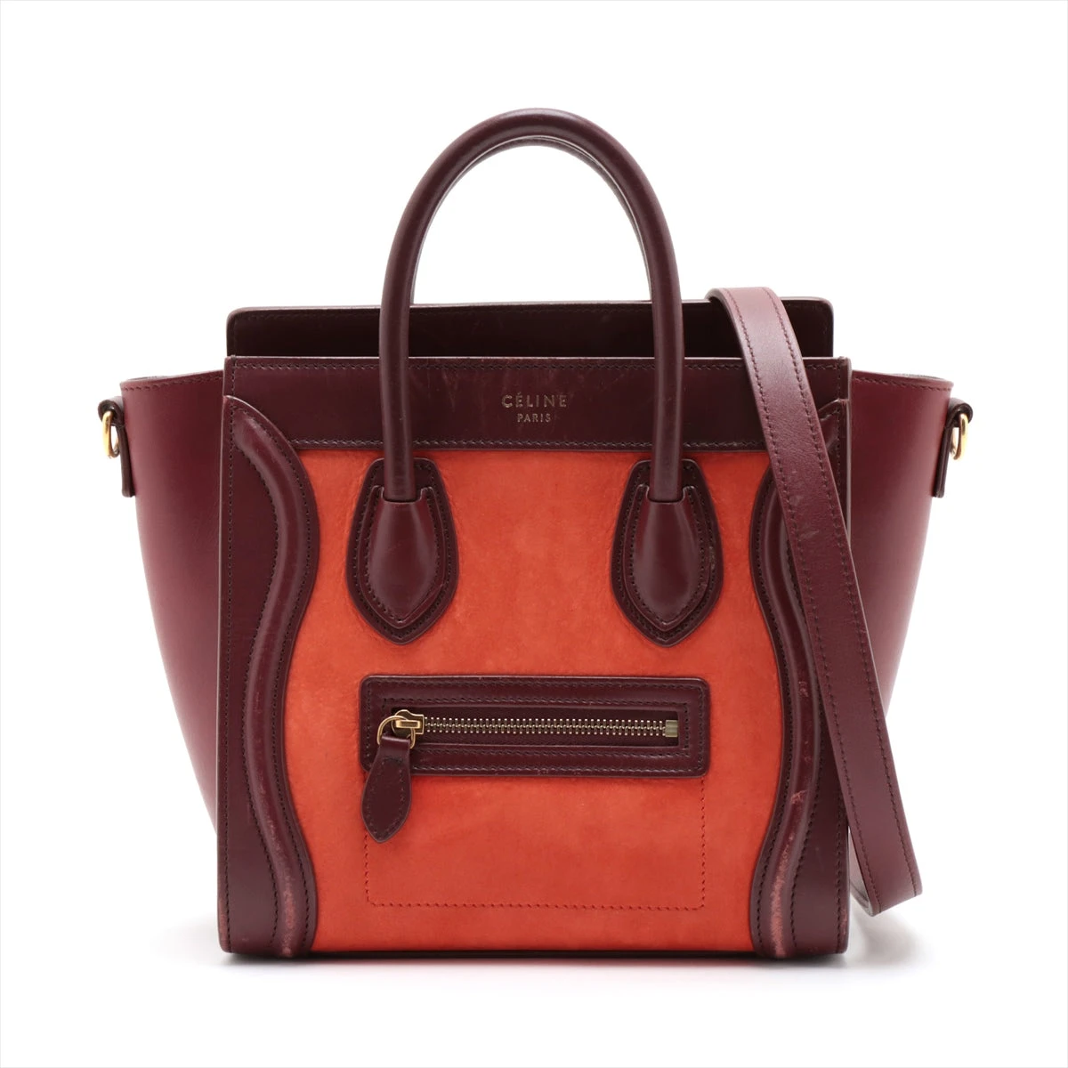 セリーヌ ラゲージ ナノショッパー レザー 2WAYハンドバッグ ボルドー  