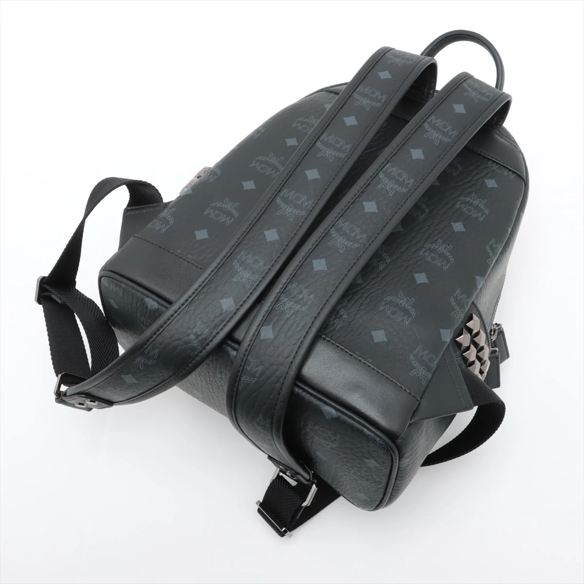 【正規品】 MCM リュック スタッズ ヴィセトス PVC レザー ブラック MCM エムシーエム リュックサック ヴィセトス モノグラム サイド