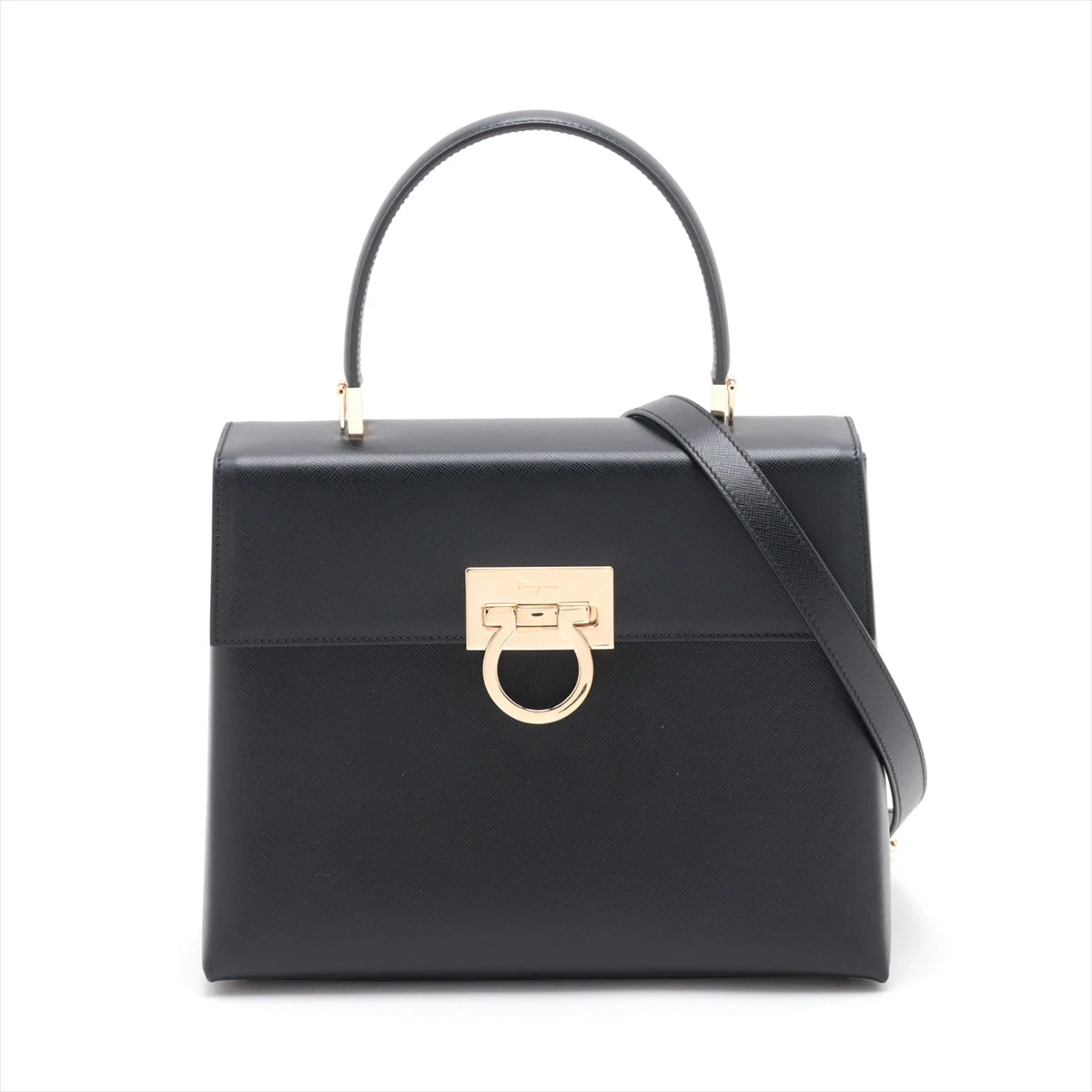 【美品】フェラガモ　ガンチーニ　ハンドバッグ　2way　レザー(カバー付き)美品 FERRAGAMO サルヴァトーレフェラガモ ガンチーニ 2WAY ショルダー