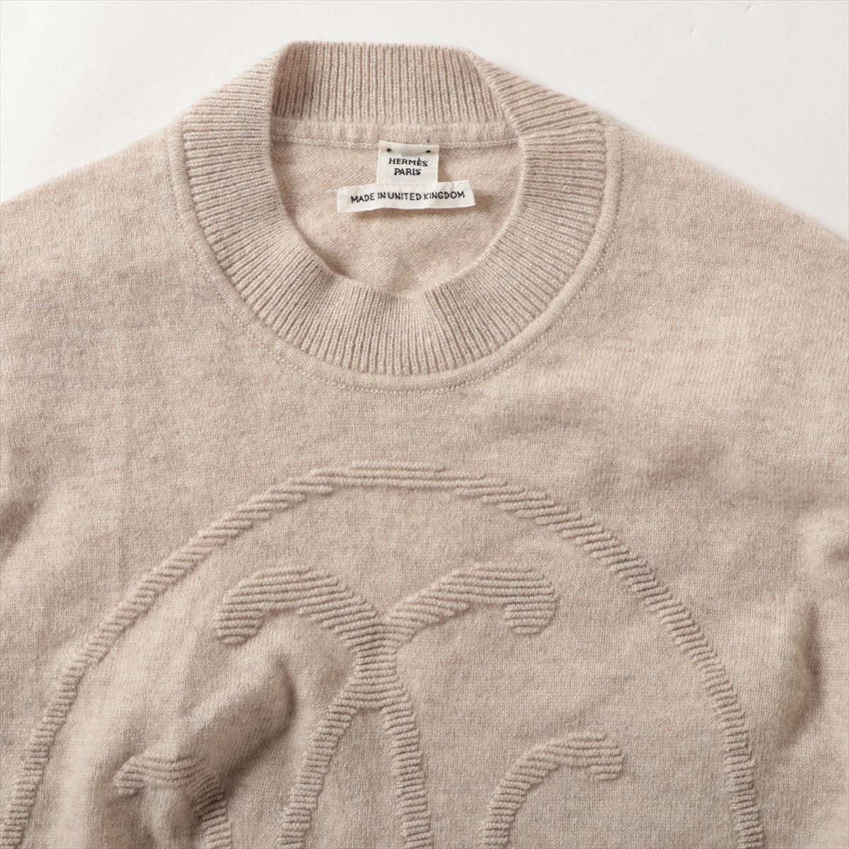 エルメス カシミヤ ニットワンピース 36 ベージュ オレンジ 2E2513DT HERMES - エルメス カシミヤ ニットワンピース 36 ベージュ