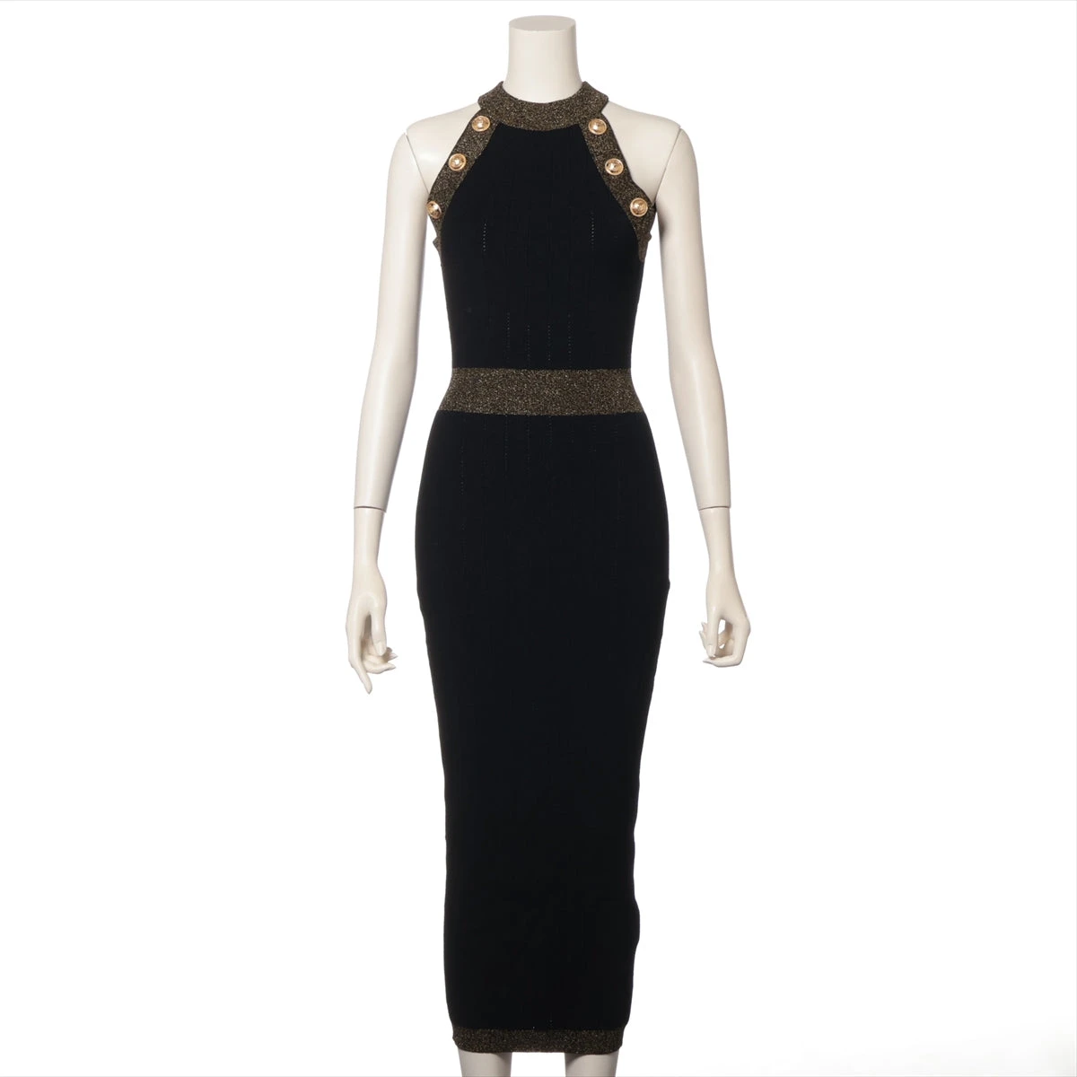 バルマン ポリエステル×レーヨン ノースリーブワンピース 36