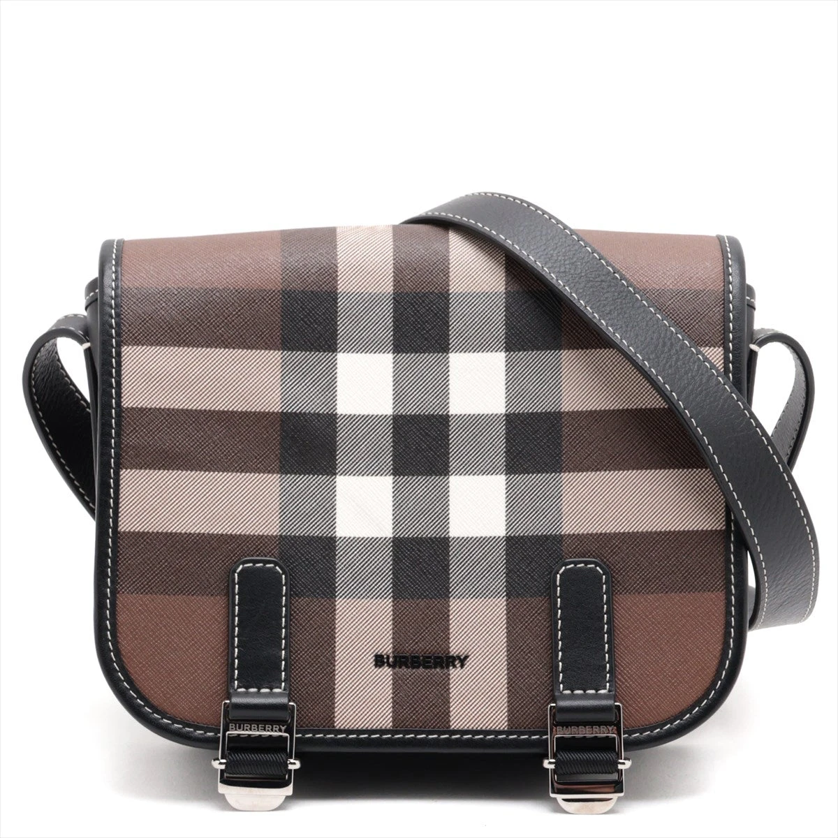 美品✨バーバリーロンドン ショルダーバッグ PVC スモークチェック ブラウン BURBERRY バーバリーロンドン ショルダーバッグ チェック PVC